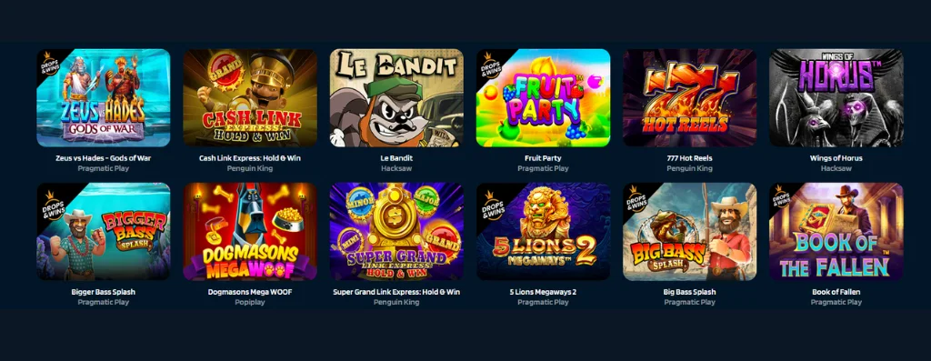 Zeus vs Hades and other slot games.