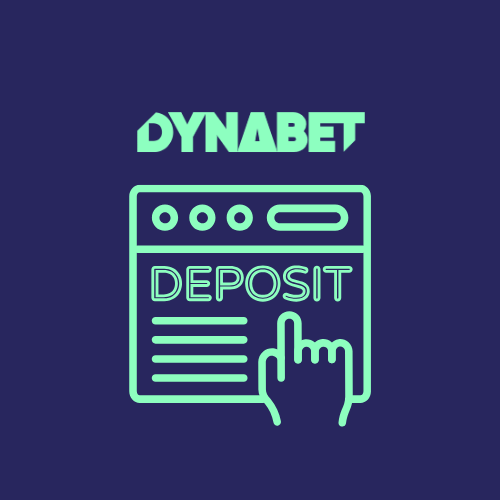 Dynabet deposit page with a finger clicking on deposit.