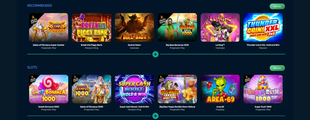 Dynabet recommended slot games section with game thumbnails.