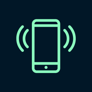 Icon of a smartphone vibrating or receiving a notification.